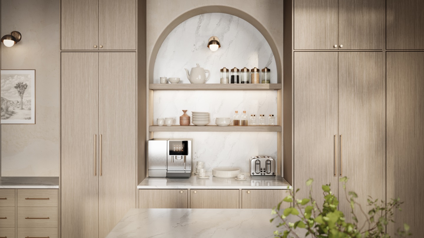Sunlit Serenity Kitchen with Solea Quartz | LX Hausys US