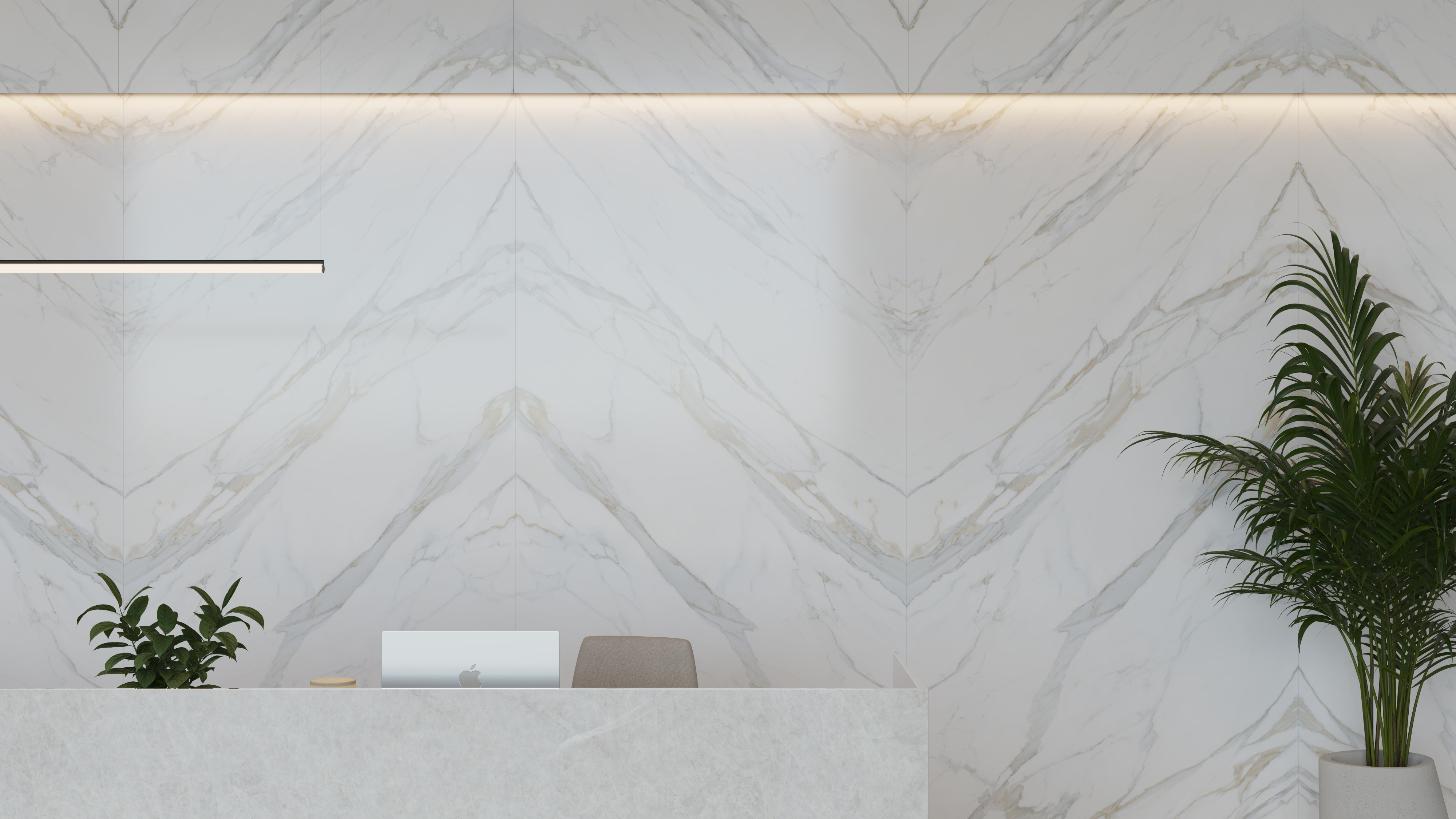 Workplace supporting adaptive lighting, sculptural forms and